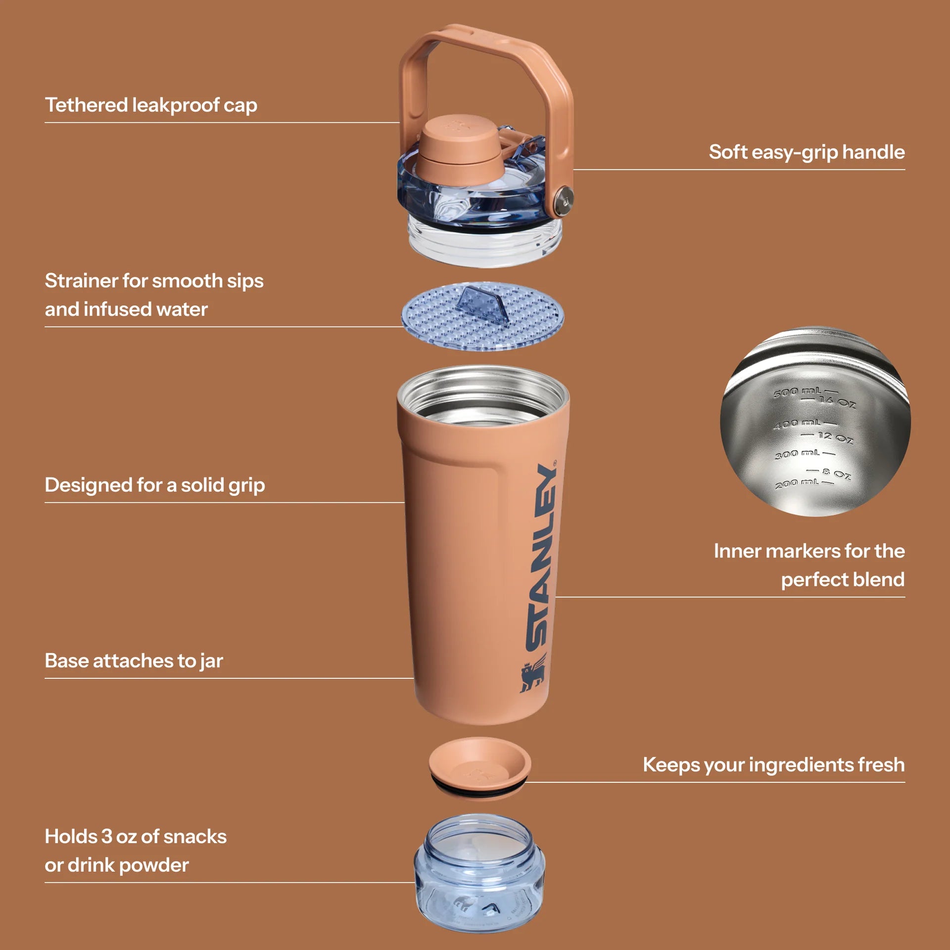 The Activate Shaker Bottle | 20 OZ Toast